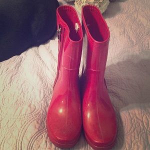 Red rain boots